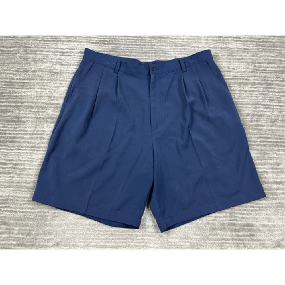 Top Flite Shorts Mens 38 Blue‎ Pleated Golf Polyester Casual Outdoors